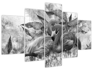 Obraz - Plameniaky graffiti (150x105 cm)