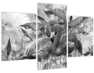 Obraz - Plameniaky graffiti (90x60 cm)