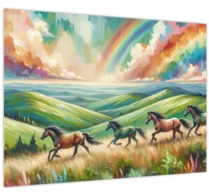 Obraz – Kone cválajúce krajinou (70x50 cm)