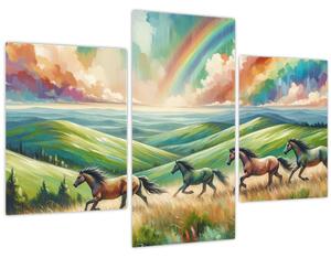 Obraz – Kone cválajúce krajinou (90x60 cm)