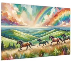 Obraz – Kone cválajúce krajinou (90x60 cm)