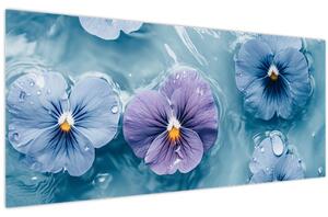 Obraz - Fialky vo vode (120x50 cm)