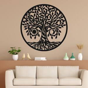 Drevený strom života na stenu - Slnko a Mesiac Vyberte si rozmer výrobku:: 22x22, Vybrať dekor:: Čierna
