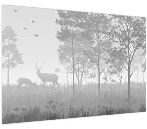 Obraz - Lúka s jeleňami (90x60 cm)