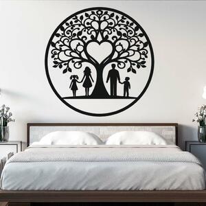 Drevený strom života na stenu - Šťastná rodina Vyberte si rozmer výrobku:: 22x22, Vybrať dekor:: Čierna