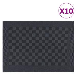 Kuchynské utierky 10 ks čierno-šedé 50x70 cm bavlna