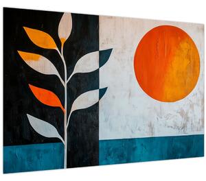 Obraz - Abstrakcia rastliny a slnka (90x60 cm)