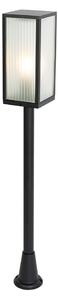 Stojanové vonkajšie svietidlo čierne s rebrovaným sklom 100 cm IP44 - Charlois
