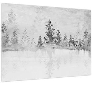 Obraz - Jelene pri jazere (70x50 cm)