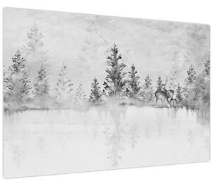 Obraz - Jelene pri jazere (90x60 cm)