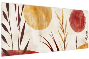 Obraz - Rastliny a kruhy (120x50 cm)