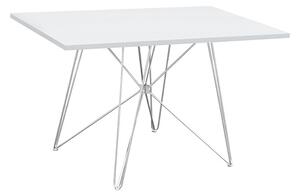 Jedálenský stôl Artem - biely vysoký lesk / chróm