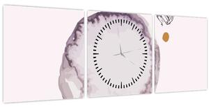 Obraz - Fialový minimalizmus N⁰4 (s hodinami) (90x30 cm)