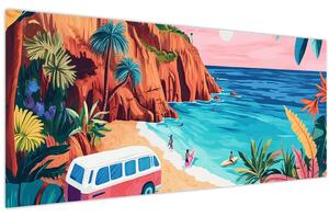 Obraz - Karavan pri oceáne (120x50 cm)