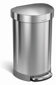 Pologuľatý pedálový kôš 45 l, matná oceľ, nerez