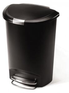 Pologuľatý pedálový kôš 50 l čierny plast, čierna