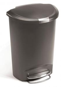 Pologuľatý pedálový kôš 50 l, šedý plast, sivá