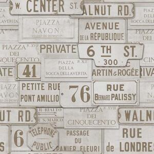 MINDTHEGAP Vintage Signs Taupe - tapeta