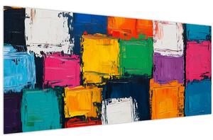 Obraz - Maľba farebných štvorcov (120x50 cm)