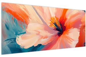 Obraz - Maľovaný kvet (120x50 cm)