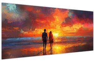 Obraz - Prechádzka na pláži (120x50 cm)