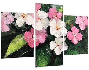 Obraz - Ružové a biele kvety (90x60 cm)