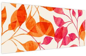 Obraz - Oranžové lístie (120x50 cm)