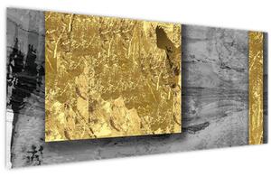 Obraz - Zlaté štvorce N⁰2 (120x50 cm)