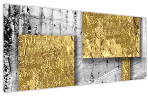 Obraz - Zlaté štvorce N⁰3 (120x50 cm)