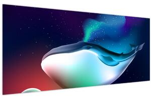 Obraz - Veľryba vo vesmíre (120x50 cm)