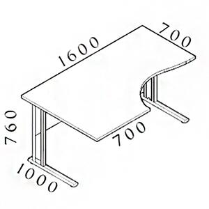 Ergonomický stôl Visio 160 x 100 cm, ľavý, biela