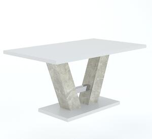 Rozkladací stôl do jedálne BEVERLY - betón / biely