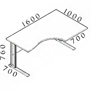 Ergonomický stôl Visio 160 x 100 cm, pravý, biela