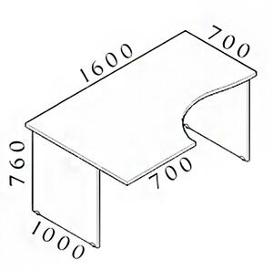 Ergonomický stôl Visio 160 x 100 cm, ľavý, buk