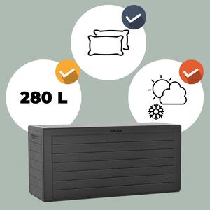 Odkladací box Woodebox so sklápateľným vrchnákom antracitový 280L - 120x46x57cm