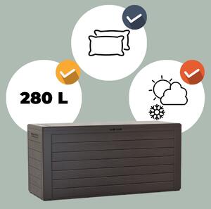Odkladací box Woodebox so sklápateľným vrchnákom tmavo hnedý 280L - 120x46x57cm