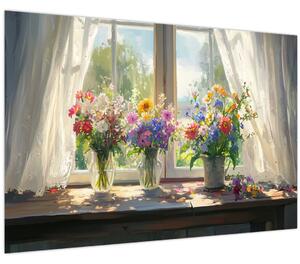 Obraz - Kytica pri okne (90x60 cm)