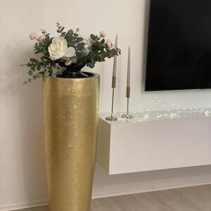 Kvetináč PILA, sklolaminát, výška 100 cm, zlatý lesk