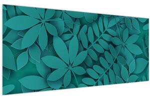 Obraz - Tyrkysové listy (120x50 cm)