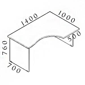 Ergonomický stôl Visio 140 x 100 cm, pravý, biela