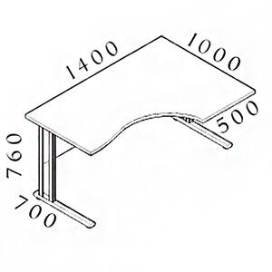 Ergonomický stôl Visio 140 x 100 cm, pravý, buk
