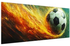 Obraz - Futbalová lopta v lete (120x50 cm)