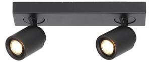 Stropné bodové svietidlo Razza, čierne, dĺžka 38 cm, 2 svetlá, kov