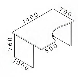 Ergonomický stôl Visio 140 x 100 cm, ľavý, biela