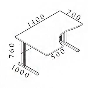 Ergonomický stôl Visio 140 x 100 cm, ľavý, buk