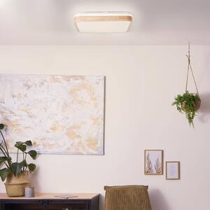 LED stropné svietidlo Tumeo, dĺžka 40 cm, svetlé drevo, kov/drevo