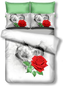 DecoKing Posteľné obliečky ruže v srdci biela Rozmer: 200x220+80x80*2