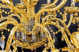 (3872) CRYSTAL krištáľový luster 15 žiaroviek zlatý