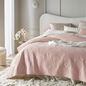 Svetlo ružový velúrový prehoz na posteľ Feel 240 x 260 cm Ružová