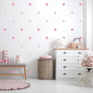 Nálepka na stenu - Sivé a ružové bodky